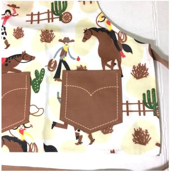 KIDS Rootin Tootin Cowboy Cowgirl Apron - Children's Western Smock Bib - Picture 5 of 9